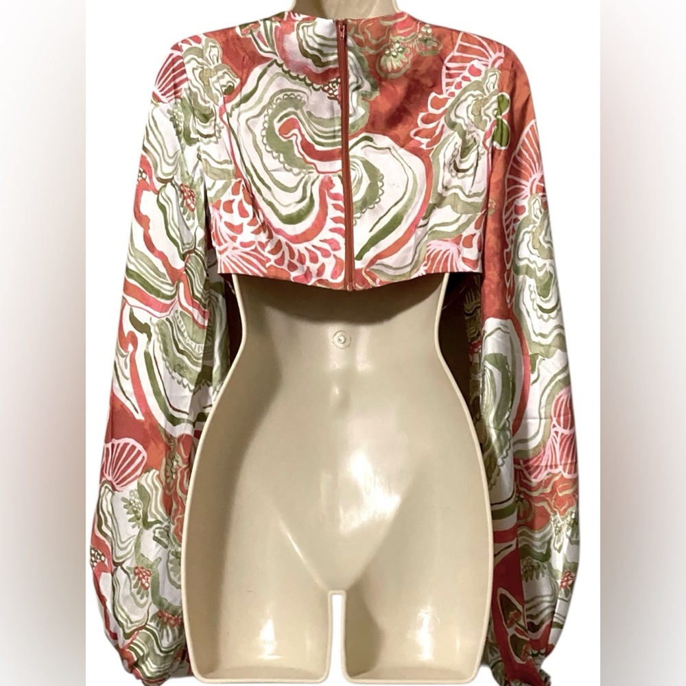 Andrea Iyamah Behati Abstract Mushroom Print Cropped Top Size XS NWT - Picture 6 of 10